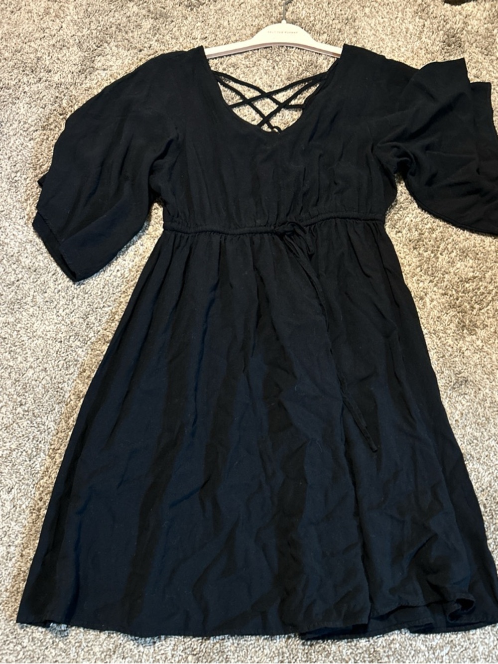 torrid Black Crisscross Back A-Line Dress with Flutter Sleeves
